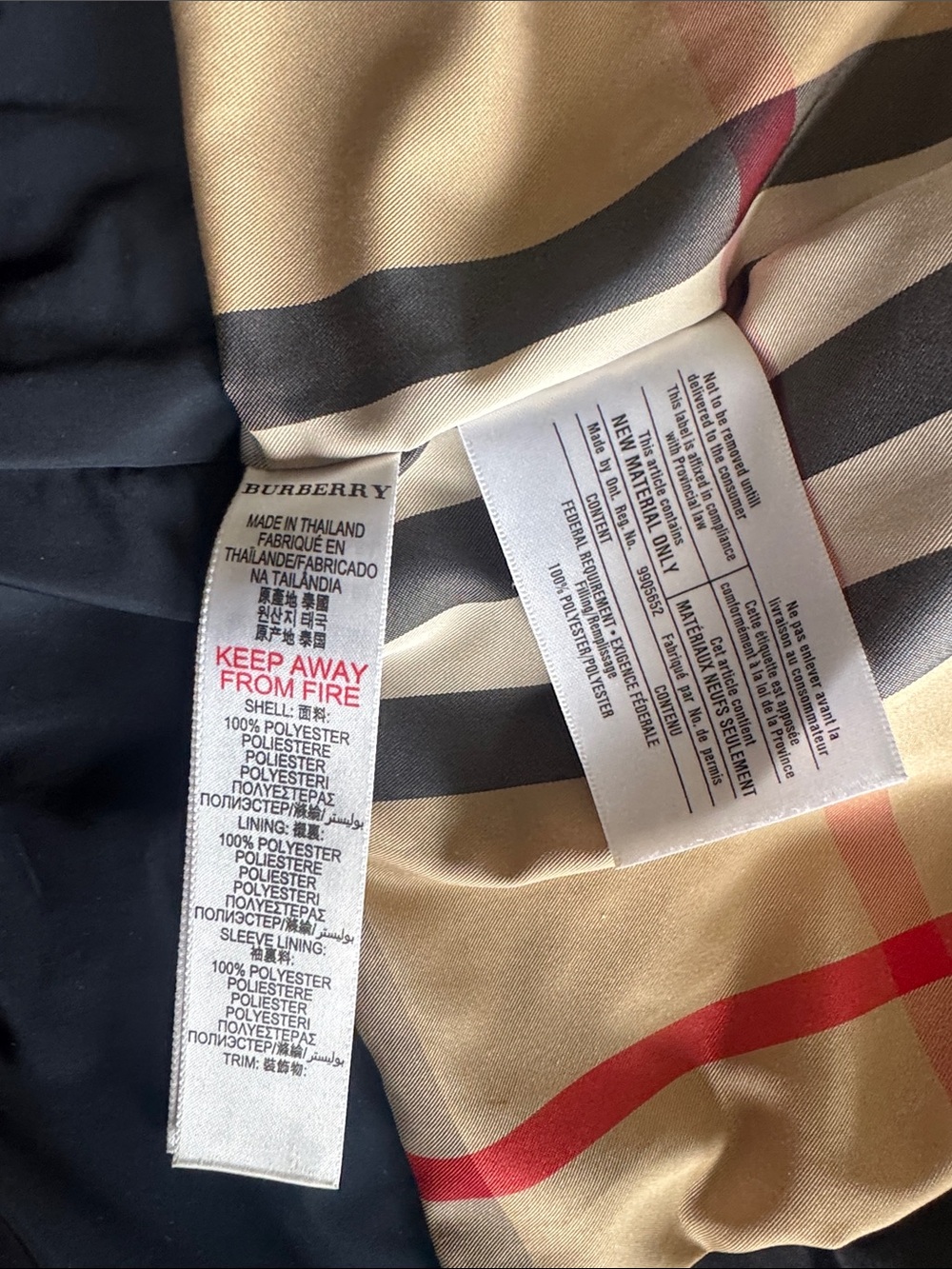 Kids Burberry Black Windbreaker with Classic Lining - Picture 6 of 6